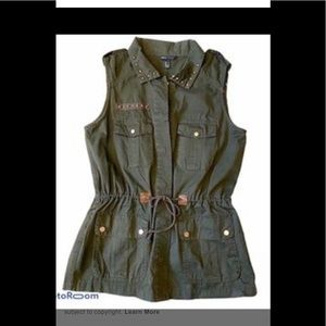 Mango safari vest olive green copper details